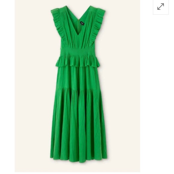 ME + EM Cheesecloth Maxi Dress Leaf Green 4 - Picture 5 of 15
